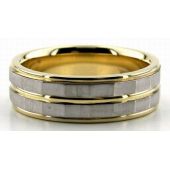 950 Platinum & 18K Gold 7mm Facets Wedding Bands Rings Comfort Fit 215