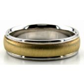 950 Platinum & 18K Gold Traditional Satin 6mm Wedding Bands 220