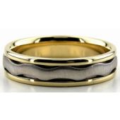 950 Platinum & 18K Gold 6mm Wave Wedding Bands Comfort Fit 222