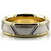 950 Platinum & 18K Gold 6.5mm Trapezoid Diamond Cut Wedding Bands 224