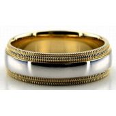 950 Platinum & 18K Gold Double Milgrain 6.5mm Wedding Bands 228