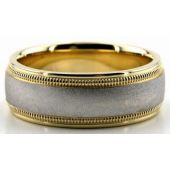 950 Platinum & 18K Gold 7mm Double Milgrain Wedding Bands 229