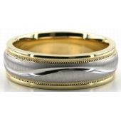 950 Platinum & 18K Gold 6.5mm S Diamond Cut Wedding Bands 233