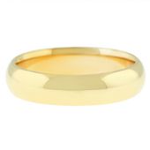 14k Yellow Gold Comfort Fit 5mm Dome Wedding Band Heavy Weight