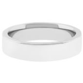14k White Gold 5mm Comfort Fit Flat Wedding Band Super Heavy Weight