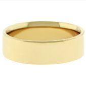 14k Yellow Gold 6mm Flat Wedding Band Medium Weight