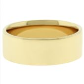 14k Yellow Gold 7mm Flat Wedding Band Medium Weight