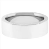 14k White Gold 8mm Comfort Fit Flat Wedding Band Super Heavy Weight