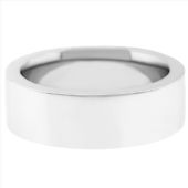 18k White Gold 8mm Flat Wedding Band Super Heavy Weight