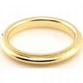 18k Yellow Gold 3mm Comfort Fit Milgrain Wedding Band Heavy Weight