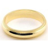 14k Yellow Gold 4mm Milgrain Wedding Band Medium Weight