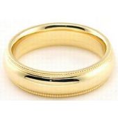 14k Yellow Gold 5mm Milgrain Wedding Band Heavy Weight Comfort Fit