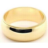 14k Yellow Gold 7mm Milgrain Wedding Band Medium Weight