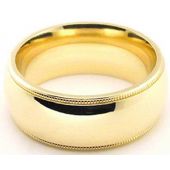 14k Yellow Gold 8mm Milgrain Wedding Band Heavy Weight Comfort Fit