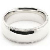 14k White Gold 7mm Milgrain Wedding Band Super Heavy Weight Comfort Fit