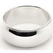 14k White Gold 8mm Milgrain Wedding Band Super Heavy Weight Comfort Fit