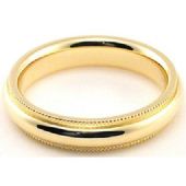 18k Yellow Gold 4mm Comfort Fit Milgrain Wedding Band Heavy Weight