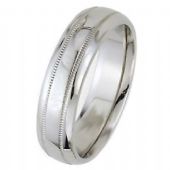 14k White Gold 7mm Dome Park Avenue Wedding Band Ring Heavy Weight