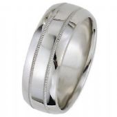 14k White Gold 8mm Dome Park Avenue Wedding Band Ring Heavy Weight