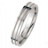 14k White Gold 5mm Flat Park Avenue Wedding Band Ring Heavy Weight