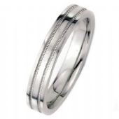 18k White Gold 5mm Flat Park Avenue Wedding Band Ring Medium Weight