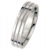 18k White Gold 7mm Flat Park Avenue Wedding Band Ring Medium Weight