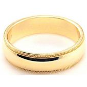 18k Yellow Gold 5mm Milgrain Wedding Band Medium Weight