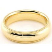 18k Yellow Gold 5mm Comfort Fit Milgrain Wedding Band Super Heavy Weight