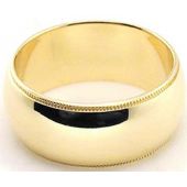 18k Yellow Gold 8mm Milgrain Wedding Band Medium Weight