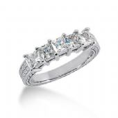 950 Platinum Diamond Anniversary Wedding Ring 5 Princess Cut Diamonds 1.40ctw 131WR188PLT