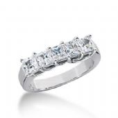 18K Gold Diamond Anniversary Wedding Ring 5 Princess Cut Diamonds 1.35ctw 134WR35718K