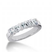 18K Gold Diamond Anniversary Wedding Ring 5 Princess Cut Diamonds 0.8ctw 136WR132418K