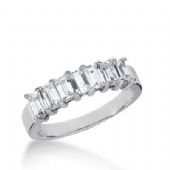 18K Gold Diamond Anniversary Wedding Ring 7 Emerald Cut Diamonds 1.40ctw 143WR20718K