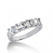 18K Gold Diamond Anniversary Wedding Ring 7 Emerald Cut Diamonds 1.40ctw 144WR173618K