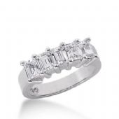 18K Gold Diamond Anniversary Wedding Ring 5 Emerald Cut Diamonds 1.25ctw 145WR48118K