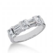 18K Gold Diamond Anniversary Wedding Ring 6 Princess Cut Diamonds, 4 Straight Baguette Diamonds 1.16ctw 150WR42218K