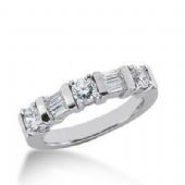 950 Platinum Diamond Anniversary Wedding Ring 3 Round Brilliant Diamonds, 4 Straight Baguette 0.96ctw 152WR498PLT