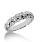 18K Gold Diamond Anniversary Wedding Ring 9 Round Brilliant Diamonds, 12 Emerald Cut Diamond 0.80ctw 153WR167718K
