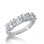 950 Platinum Diamond Anniversary Wedding Ring 10 Round Brilliant, 8 Straight Baguette Diamonds 0.86ctw 155WR2212PLT