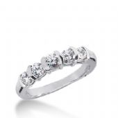 950 Platinum Diamond Anniversary Wedding Ring 5 Round Brilliant Diamonds 1.25ctw 167WR1879PLT