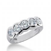 950 Platinum Diamond Anniversary Wedding Ring 5 Round Brilliant Diamonds 1.50ctw 168WR1109PLT