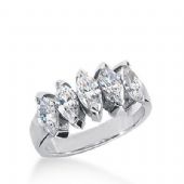 18K Gold Diamond Anniversary Wedding Ring 5 Marquise Shaped Diamonds 1.85ctw 178WR32918K