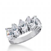 18K Gold Diamond Anniversary Wedding Ring 5 Pear Shaped Diamonds 2.50ctw 182WR37218K