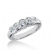 18K Gold Diamond Anniversary Wedding Ring 5 Round Brilliant Diamonds 0.95ctw 184WR186118K