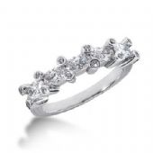 950 Platinum Diamond Anniversary Wedding Ring 12 Round Brilliant, 5 Oval Shaped Diamonds 1.37ctw 204WR386PLT