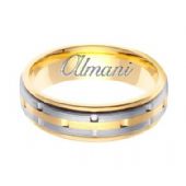14k Gold 5.5mm Handmade Two Tone Wedding Ring 124 Almani