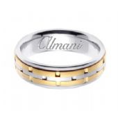 18k Gold 6.5mm Handmade Two Tone Wedding Ring 125 Almani