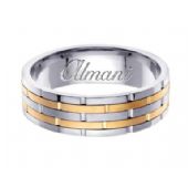 18k Gold 6.5mm Handmade Two Tone Wedding Ring 127 Almani
