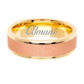 14k Gold 6.5mm Handmade Two Tone Wedding Ring 129 Almani