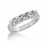 950 Platinum Diamond Anniversary Wedding Ring 5 Round Brilliant Diamonds, Prong Setting 1.00ctw 210WR1475PLAT